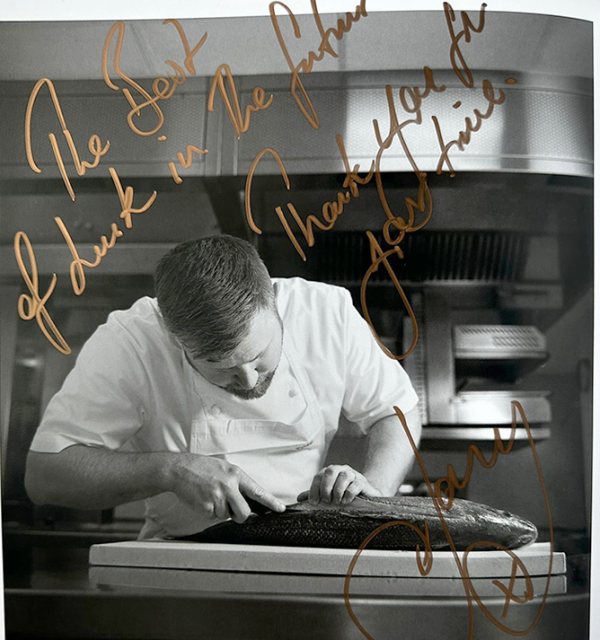 Jonny Bone Head Chef at Core Restaurant greeting after Michelin training Jonny Bone Head Chef at Core Restaurant greeting after Michelin training